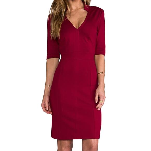 Trina Turk Dresses & Skirts - Trina Turk Julianna Ponte Dress Size 2 Oxblood Red Short Sleeve Sheath